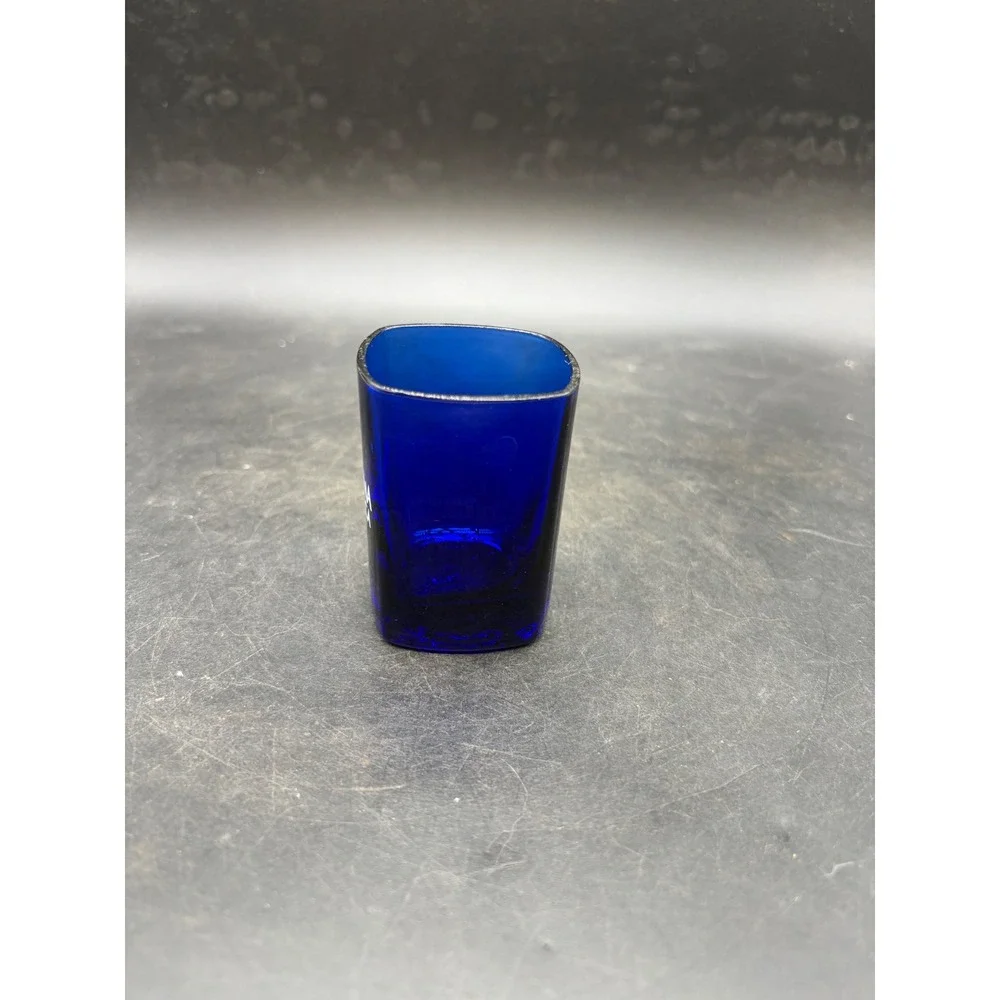 Romana Sambuca Cobalt Blue Glass Shot Glass Square Base Barware Collectible